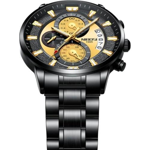 NIBOSI Watches Mens Sports Waterproof Luminous Chronograph Top Brand Luxury Quartz Men Watch Stainless Steel Relogio Masculino