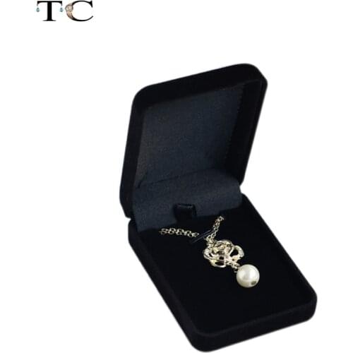 Black Velvet Box High Quality Square Jewelry Box For Pendant & Necklace Jewelry Gift Boxes Packaging 12pcs/lot