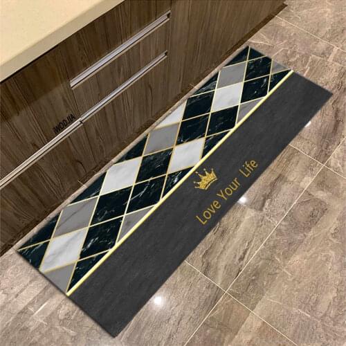 Nordic Style Black White Marble Floor Mat Antis-lip Kitchen Mat Set Long Laundry Mat Machine Washable Rug Fashion Bathroom Mat