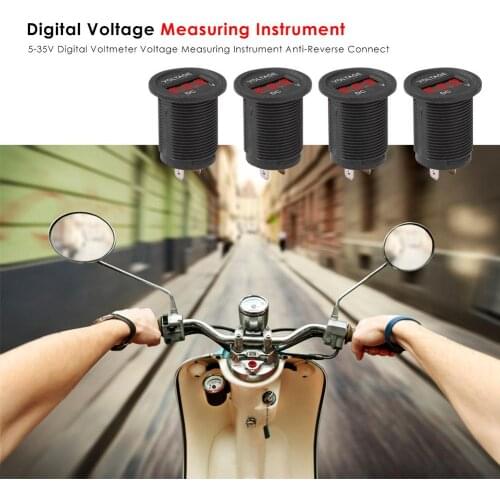 5-35V Digital Voltage Meter Anti-Reverse Connection Voltmeter Detector Tester Voltage Measurement Error ±0.3 Plastic Material