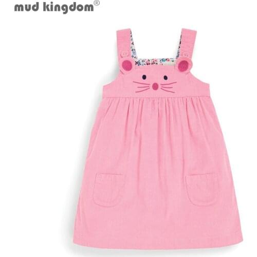 Mudkingdom Kids Girls Vest Dress Sleeveless Dress Cartoon Mouse Lovely Autumn Winter Children Clothing