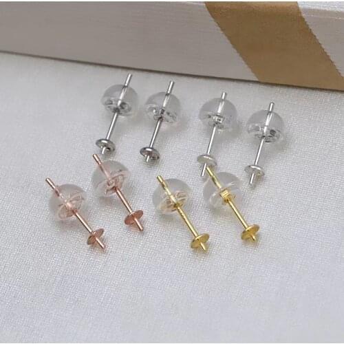 Wholesale HOT 925 Sterling Silver Earrings Findings Settings Base Mountings Parts Mounts for Pearls Agate Coral Beads