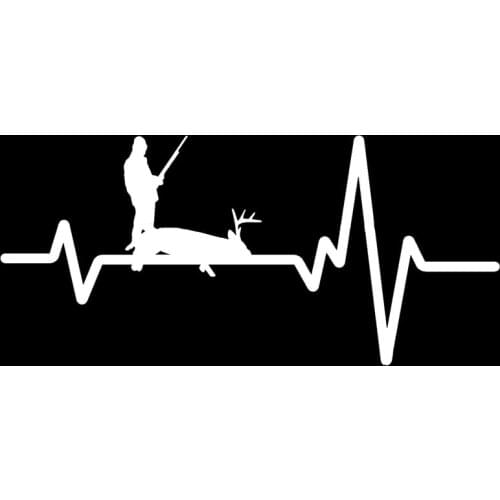 HUNTER Rifle Gun Ammo Deer Shot Heartbeat Vinyl Black/Silver Decal Car Sticker 15.7CM*7.2CM