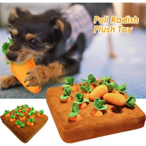 Pet Dog Chew Toy Sniffing Mat Carrot Doll Pull Out Radish Vegetable Field Plush Toy Parent Child Interaction Early Education