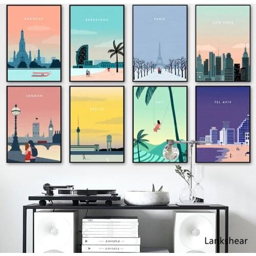 Nordic print canvas painting world popular tourist attractions art posters modern home decoration living room murals and prints