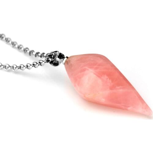 Fashion Cone Natural Stone Tiger Eye Pendant Necklace Women Rose Quartz Opal Choker Jewelry Party Gift For Friends