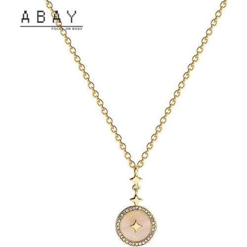 Fashionable Titanium Steel Star Moon Clavicle Chain Women New Simple Retro White Shell Six Star Temperament High-level Necklace