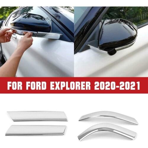 4Pcs ABS Chrome Exterior Rear View Mirror Decor Strip Moulding Cover Trim Car Accessories for Ford Explorer 2020-2021