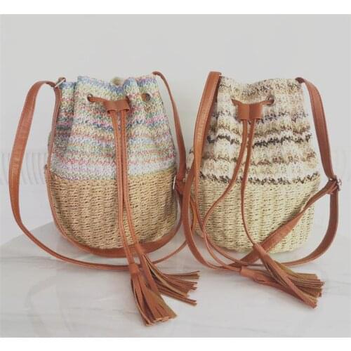 New Female Summer Straw Bag Pp Paper Rope Stitching Bag Straw Bag a6280