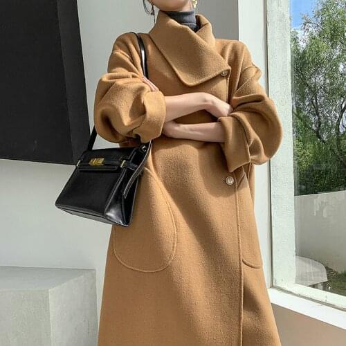 New womens cashmere coat autumn and winter coat long wool warm coat fashion