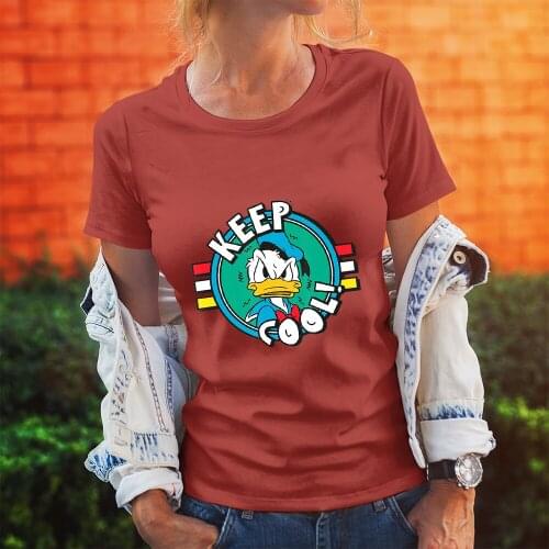 Disney Summer New Women T-shirts Donald Duck Cartoon Printing Top KEEP COOL Letters Pattern Harajuku Style T Shirts Female Trend