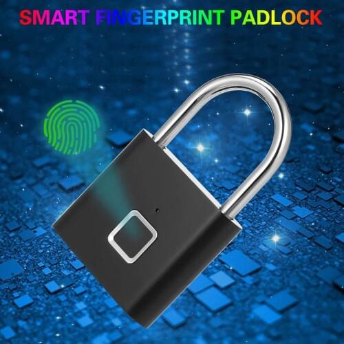 New USB Rechargeable Luggage Lock Fingerprint Smart Lock Anti-Theft Thumbprint Door Padlock Electronic Warehouse Cabine Padlock