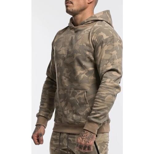 Autumn Men Long Sleeve Camo Hoodie Sweatshirt Neckline High Quality Winter Running Sportswear Hip Hop Streetwear Plus Size