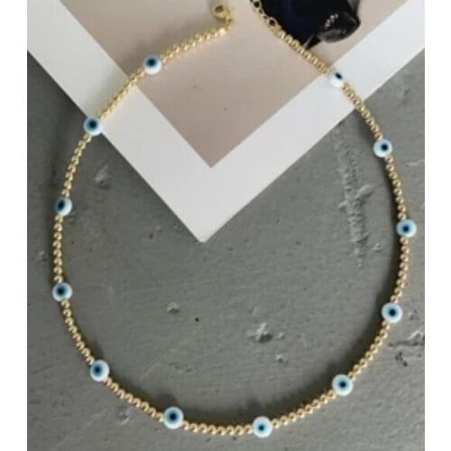 New design eye charms copper beads necklace for women fashion jewelry