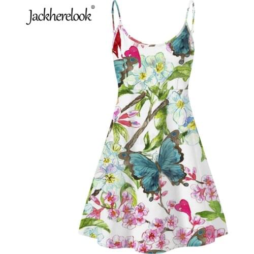 Jackherelook Luxury Women Party Dress Butterfly Animal Print Ladies Sleeveless Sling Dresses Beach Backless Party Dress Holiday