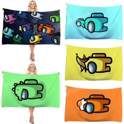 Game Anime Cartoon Printed Beach Towel Among of Us Digital Printing Rectangular Beach Towel Bath for Adults Travel Vacation Gift