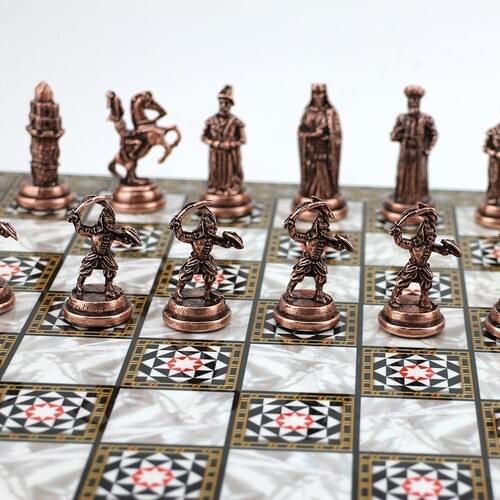 Gift Home Medium Size Metal Ottoman Byzantine Chessman Antique