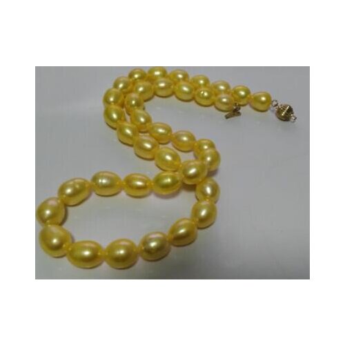 Stunning 8-9mm genuine south seas gold pearl necklace 18inch