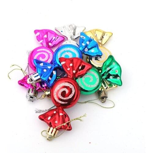 Christmas Decoration Gift Box Electroplating Painted Candy Props Christmas Tree Pendant Lollipop 6pcs/box Home Decoration