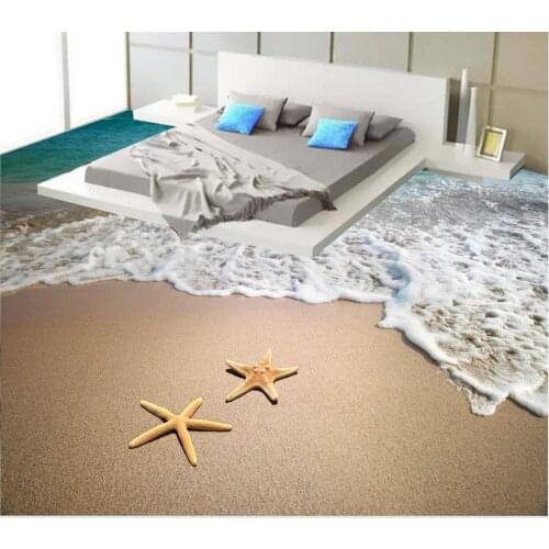 Custom Photo self-adhesive 3D floor Beach Photo floor wallpaper 3d stereoscopic 3d floor wallpapers PVC waterproof floor