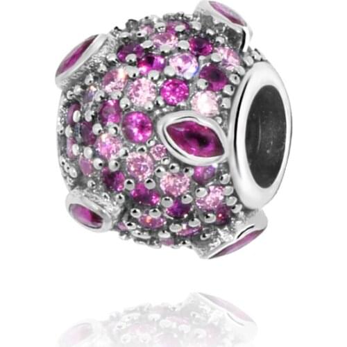 925 Sterling Silver Beads Sparkling Pave Charm Fit Original Pandora Bracelets DIY Women Fashion Jewelry