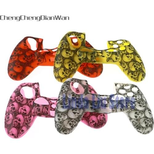 20pcs/lot Skull Silicone Gel Rubber Soft sleeve Skin Grip Cover Case For Playstation 4 PS4 Pro PS4 Slim Gamepad chengchendianwan