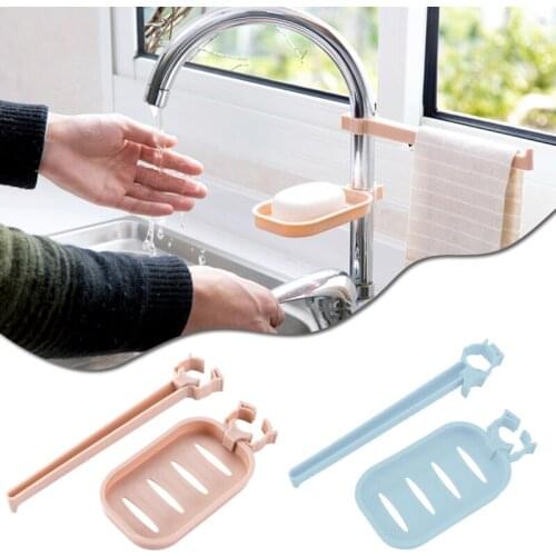 Blue Pink Sink Hanging Rack Dishcloth Towel Holder Water Tap Drain Shelf Space Saver Kitchen Pipe Kitchen Storage