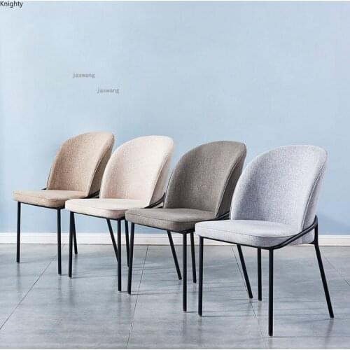 Nordic Light Luxury Dining Chair Home Backrest Stool Modern Casual Restaurant Cafe Fabric Negotiation Chair Kitchen Furniture L