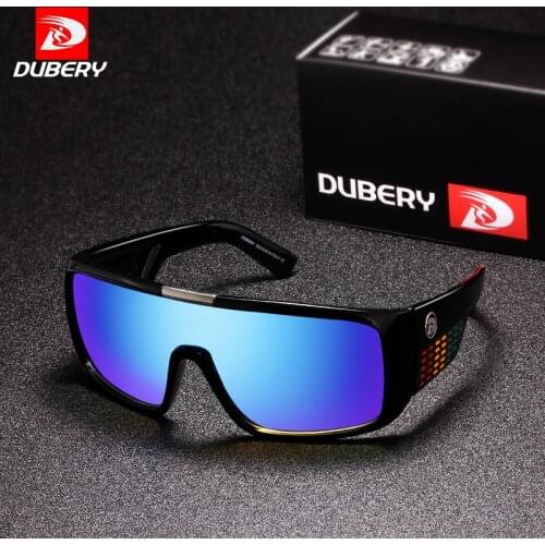 DUBERY 2018 Sunglasses Men Sport Goggle Oversized Sun Glasses For Men Retro Frame Reflective Coating Brand Luxury Oculos UV400