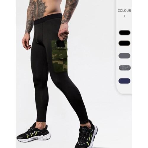 Sweatpants running tights elastic quickly dry male sport pant with pocket leggings male jogging training workout gym trousers