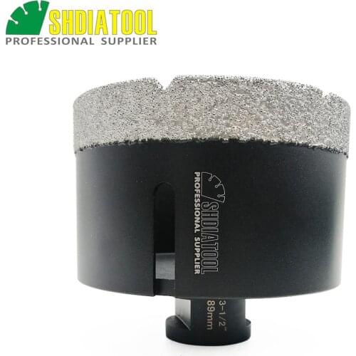 SHDIATOOL 1pc 5/8-11 Thread Dia 3-1/2"/89mm Vacuum Brazed Diamond Dry Drilling Bit Drill Core Bit Ceramic Granite Marble Holesaw
