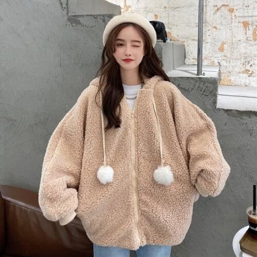 Women Bunny Ear Hoodies Kawaii Female Oversized Long Sleeve Sweatshirt Sweet Rabbit Hooded Winter Warm Sweatsuit