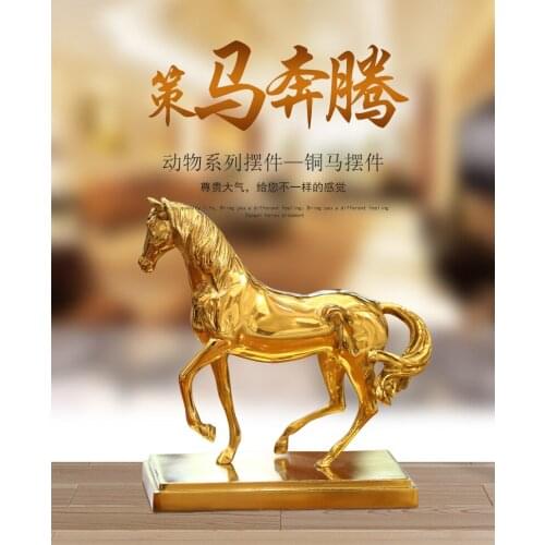 TOP COOL # 2020 OFFICE HOME BUSINESS FENG SHUI TALISMAN PROTECTION SUCCESS GOLD-PLATED HORSE SCULPTURE ART STATUE