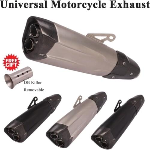 Universal Motorcycle Exhaust Escape Silencer Modified Muffler Carbon Fiber DB Killer 2 Holes For S1000RR TMAX530 Z1000 CBR650 R1