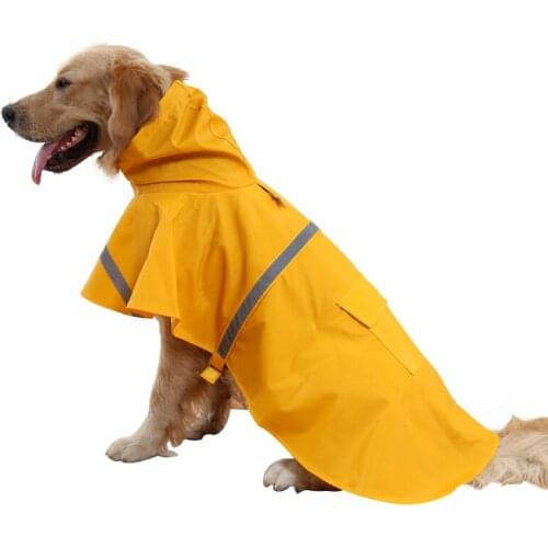 Waterproof Small Large Dog Raincoat Pet Clothes Dog Jumpsuit Reflective Rain Coat Hooded Overall Cloak Labrador Golden Retriever