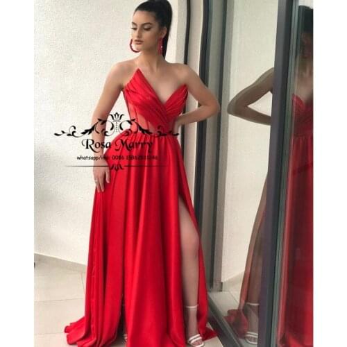 Sexy Red Peplum Prom Dresses 2021 A Line Corset High Split African Evening Cheap vestidos de fiesta largos Party Gowns