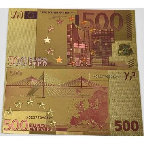 Gold 500 EuroBanknote Money Paper European Colorful Foil Banknotes with Gold Foil Envelope