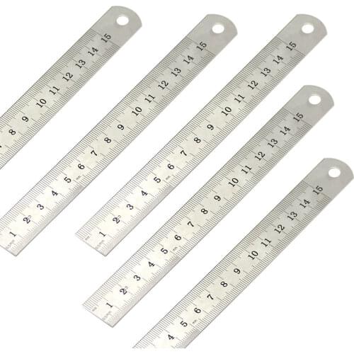 1pcs 15cm Stainless Steel Metal Straight Ruler Precision Double Sided Measuring Scale Ruler Learning Office Stationery Supplies