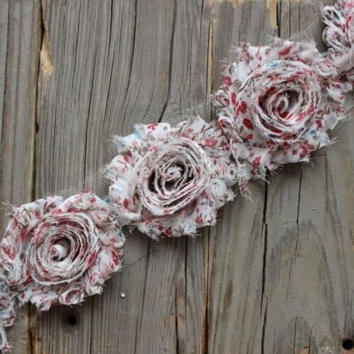 1yard DIY shabby flower Chiffon Flower Shabby Rose Trim hair flower/headband/shoes(012)