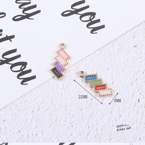 10pcs/Lot Diy 8*22mm Handmade Oil Enamel Charms Design for Jewelry Making Earring Bracelet or Necklace