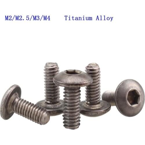 10pcs/lot M2/M2.5/M3/M4 Half Round Head Hexagon Socket Titanium Alloy Screw Anti-Corrosion High Strength