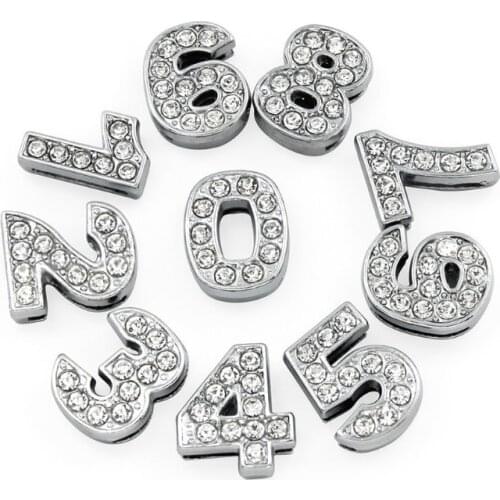 10 pieces Internal Dia 8mm 10mm slide Charm numbers DIY Accessories fit 10mm wide belt pet collar