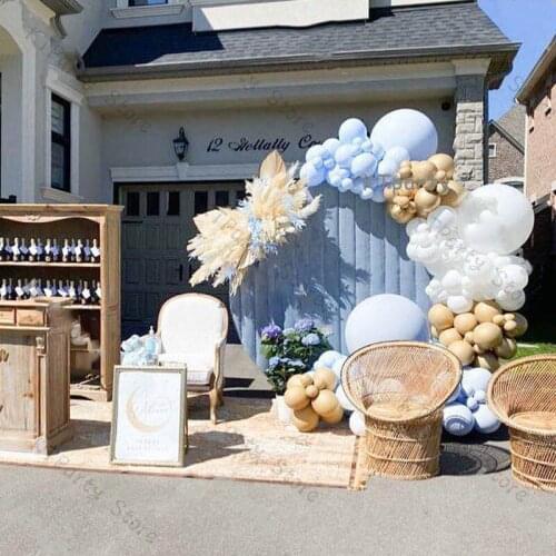 138pcs Macaron Blue Balloons Garland DIY Wedding Party Decoration Chrome Gold White Ballon Baby Shwoer Birthday Globos Decor