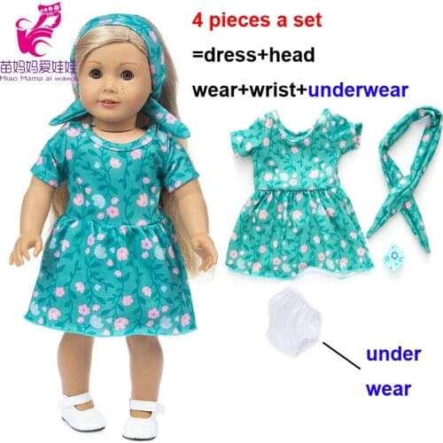 18 inch american generation girl doll clothes flower dress headwear wrist underwear 17 inch baby doll dress