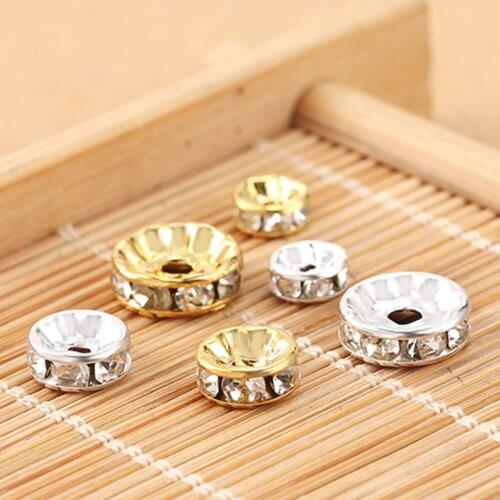 20PCS Wholesale Price Copper Rhinestone Crystal Spacer Bead for Jewelry Making Wheels DIY Bracelet Necklace Accessories Finding