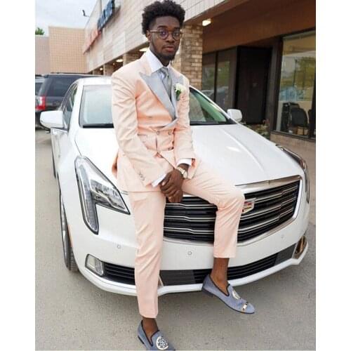 2020 Casual Fashion Double Breasted Men Suit For Wedding Groom Groomsmen Suits Slim Fit Wedding Tuxedo for Men Best Man Blazer