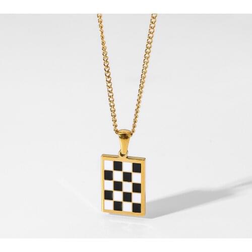 2021 New Arrival 18k Gold Plated Stainless Steel Party Jewelry black pendant necklace set