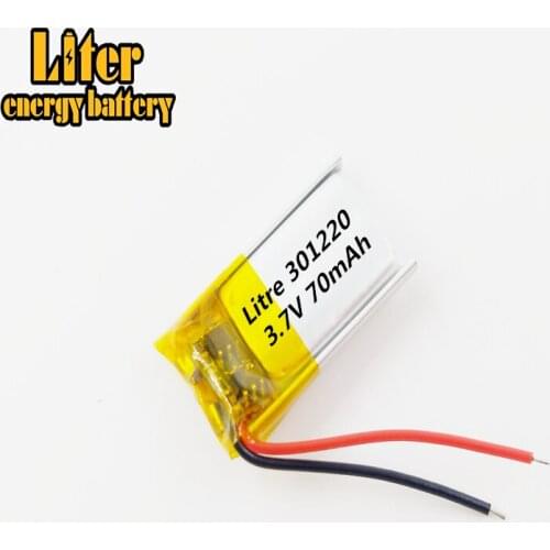 3.7V 70mAh 301220 Lithium Polymer Li-Po li ion Rechargeable Battery cells For Mp3 MP4 MP5 GPS PSP mobile bluetoot