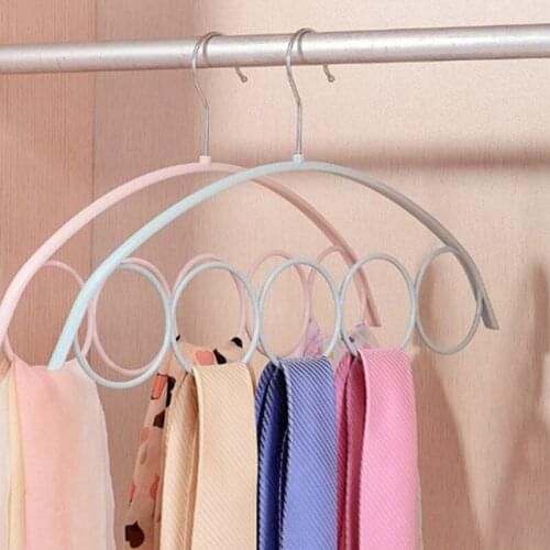5pcs 5 Hole Ring Scarf Wraps Shawl Storage Hanger Rope Slots Holder Hook Scarves Organizer Ties Hangers Belt Rack