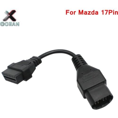 5pcs 2019 For MAZDA 17 Pin 17Pin Male to OBD OBD2 OBDII DLC 16 Pin Female Car Diagnostic Tool Adapter Converter Cable